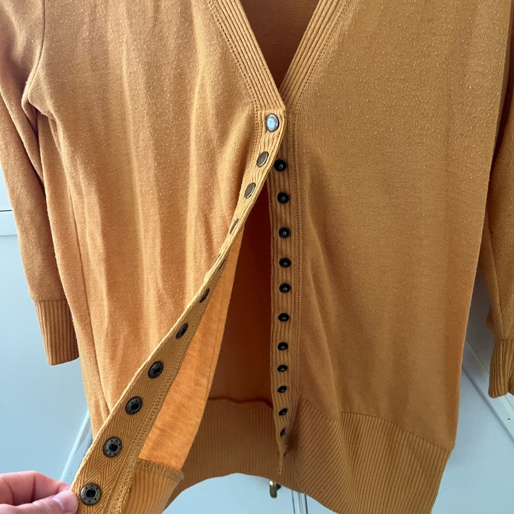 Zenana Outfitters Orange Cardigan Sweater V-Neck - Picture 2 of 5